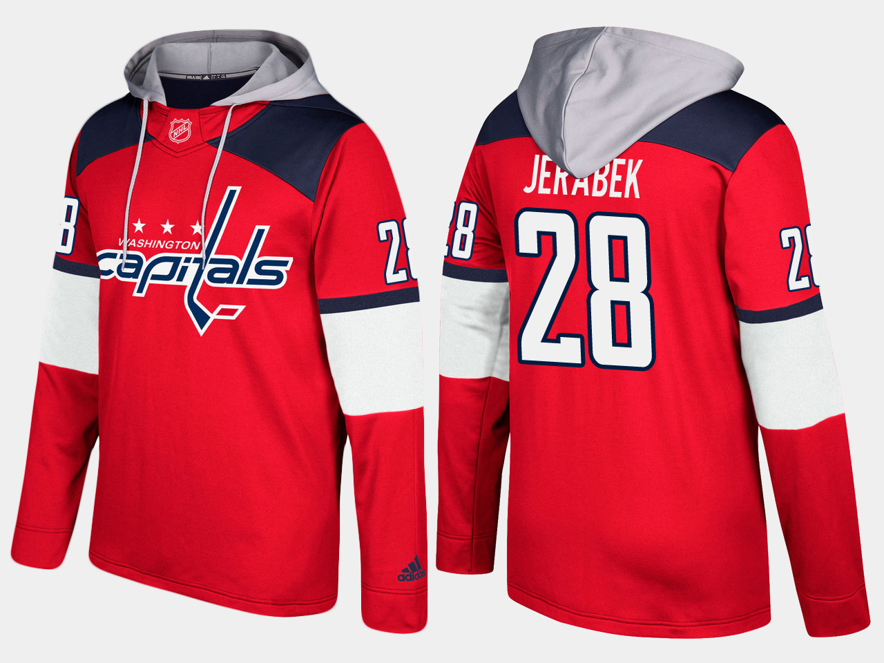 Men NHL Washington capitals #28  jakub jerabek red hoodie